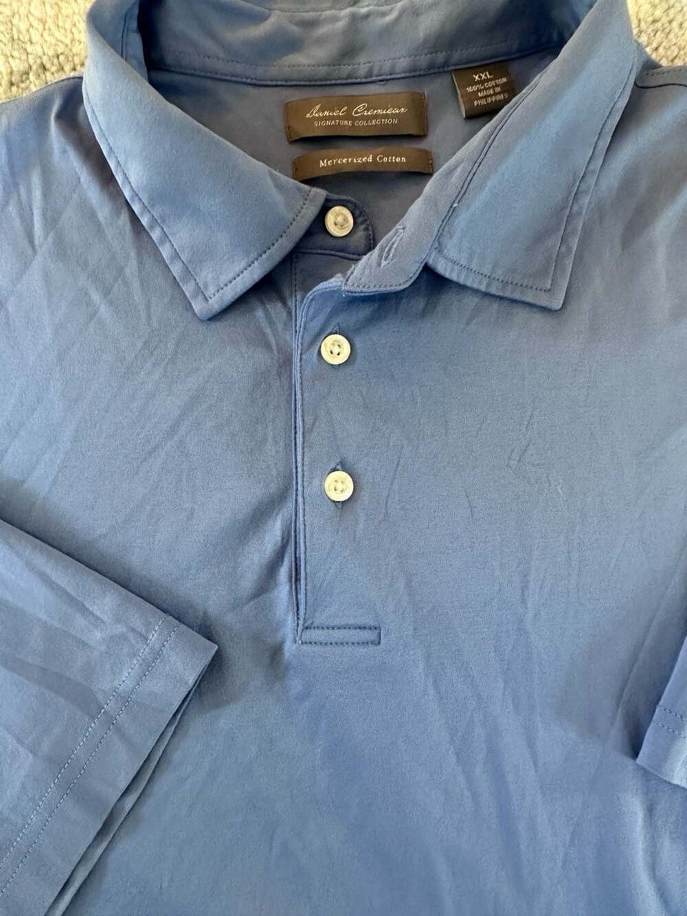 XXL Daniel Cremieux Signature Collection 100% Mercerized Cotton Polo Shirt Blue
